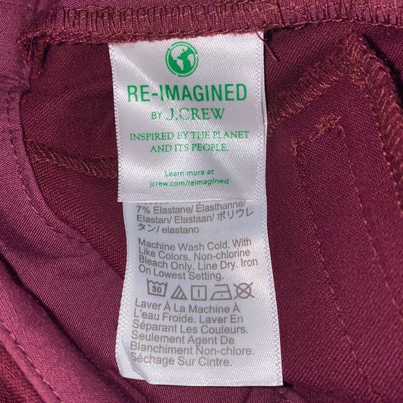 J Crew Factory Kelsey Cotton Flare Pants Burgandy - Picture 6 of 7